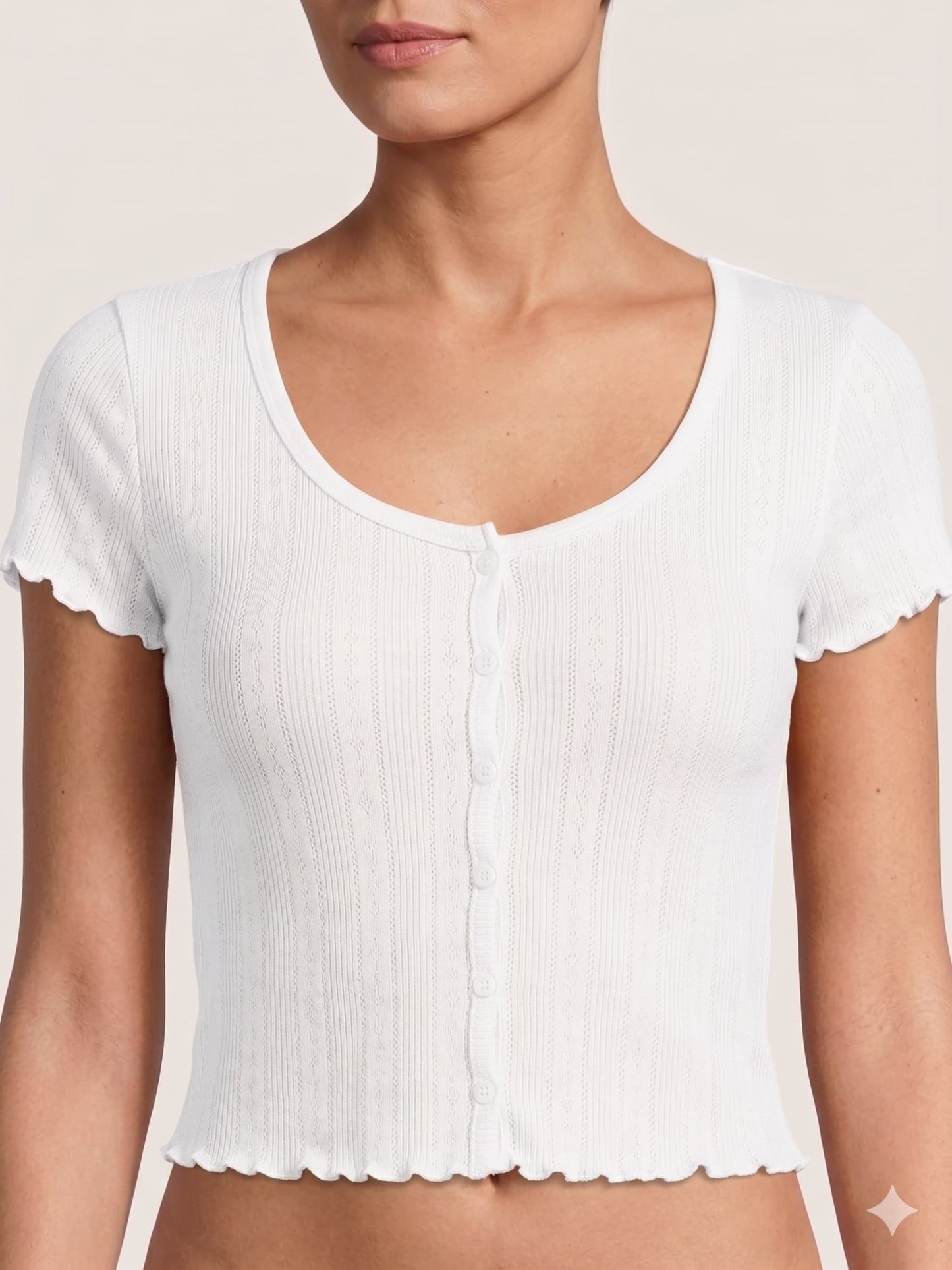 Women's Pointelle Button Up Tee