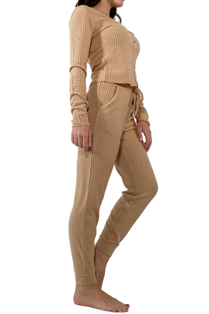 Women's Waffle Fleece Lounge Set (Top + Jogger)