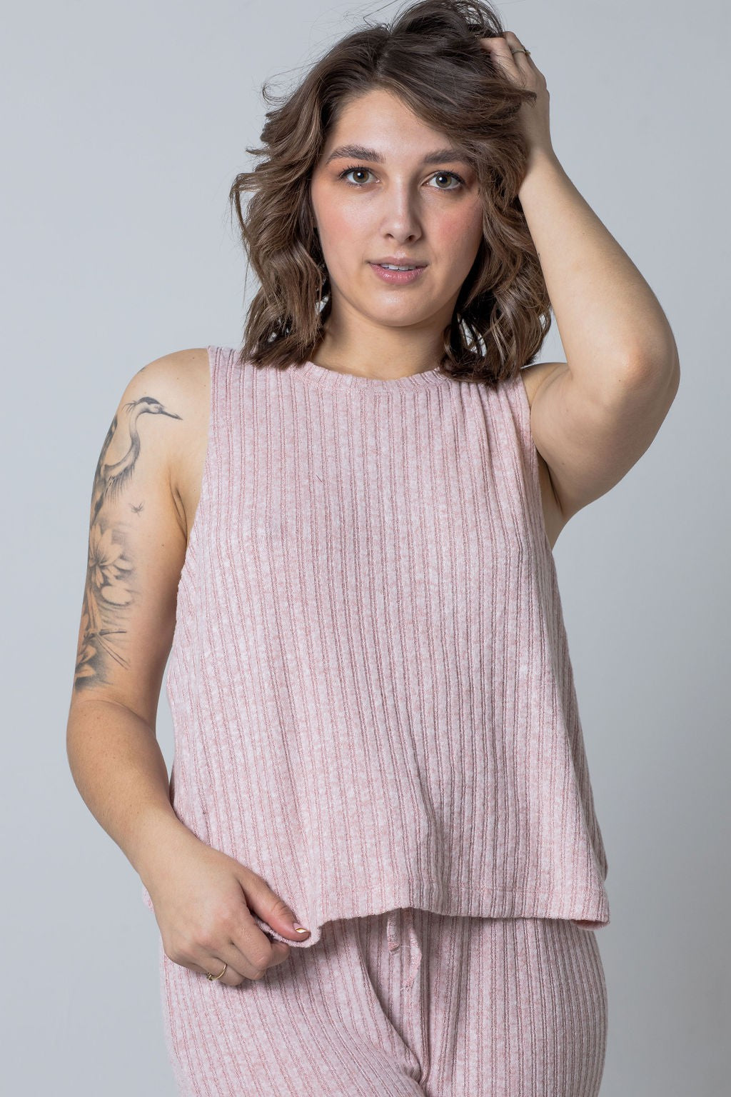 Ribbed Lounge 3 Piece Set (Tank+Pant+Cardigan)