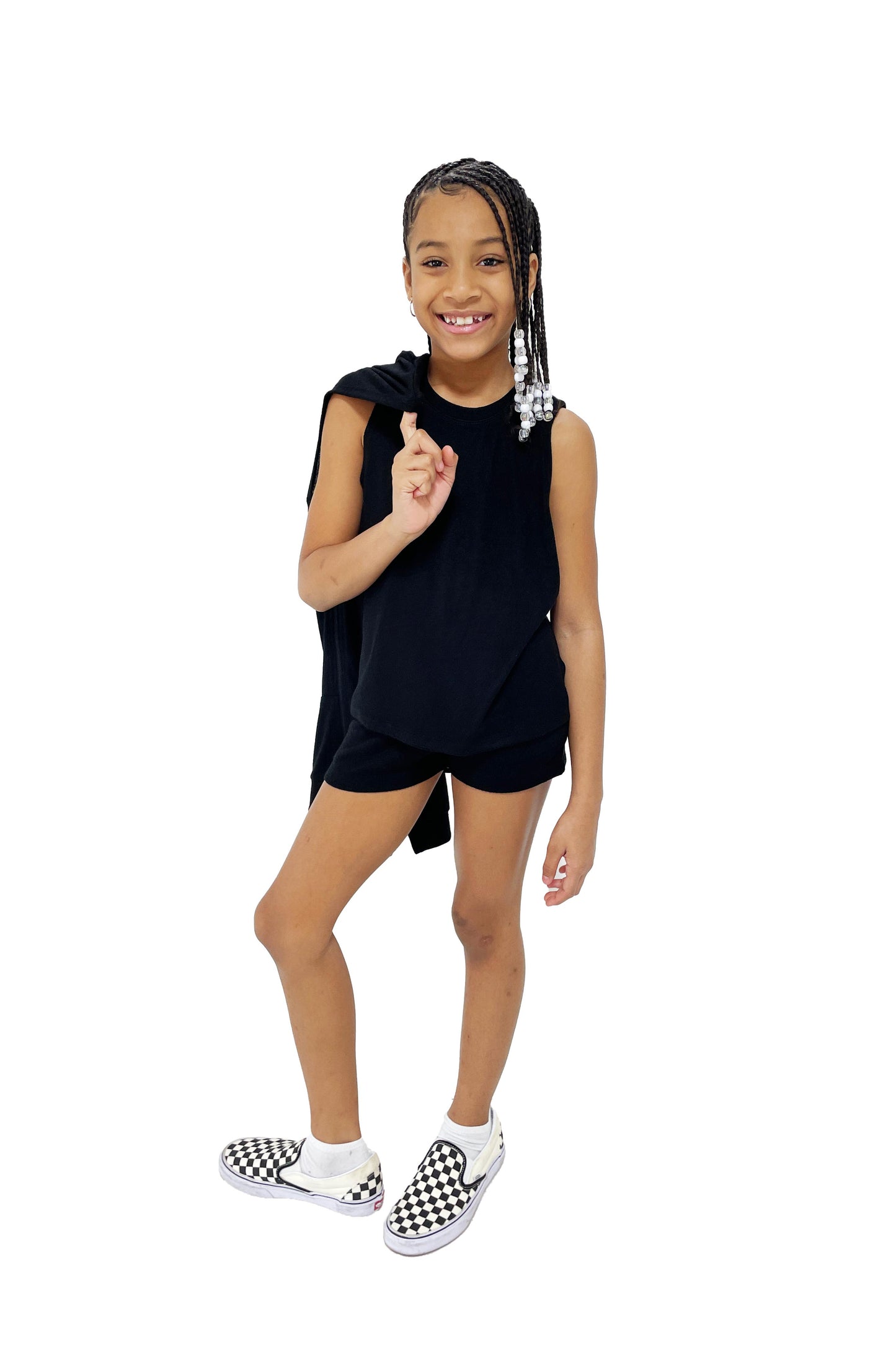 Lounge Set Hoodie and Short Solid Black image 0