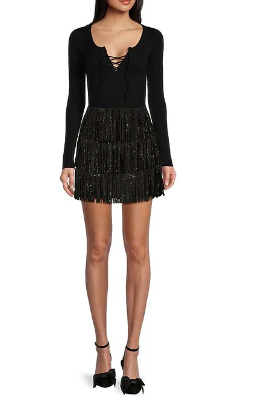 Women's Fringe Rhinestone Skirt image 3