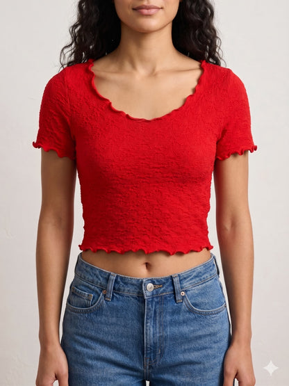 Women's Seamless Jacquard Short Sleeve