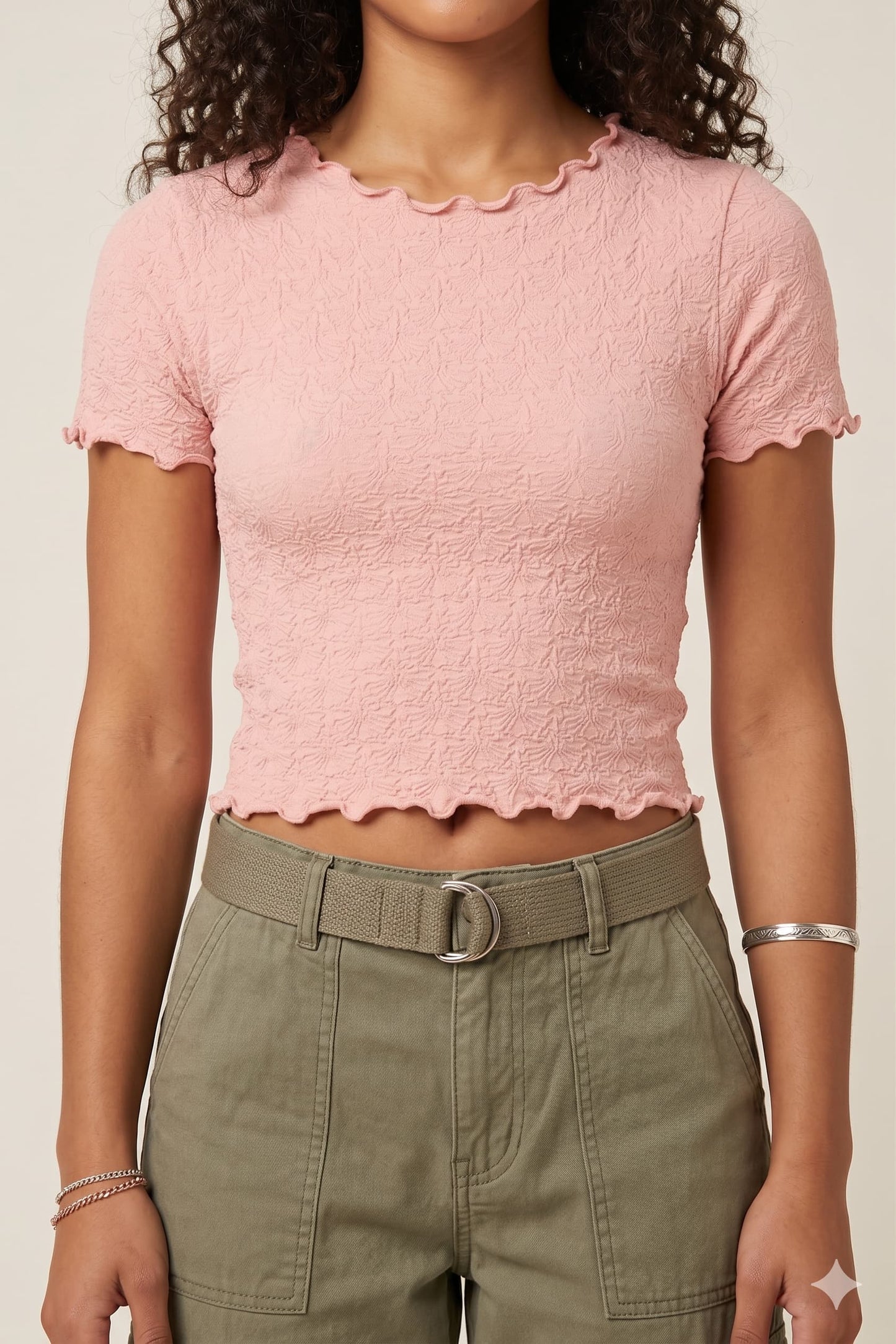 Women's Seamless Jacquard Short Sleeve