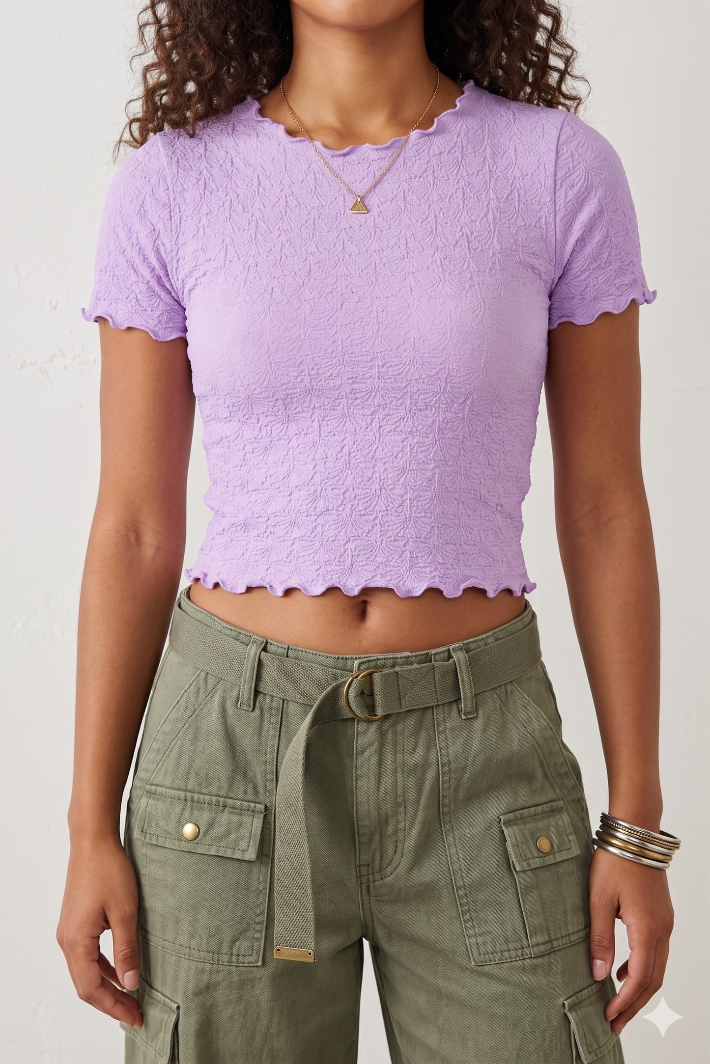 Women's Seamless Jacquard Short Sleeve