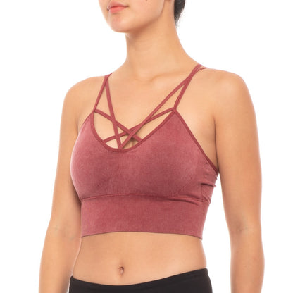 Stone Washed Lattice Bralette Olive image 2